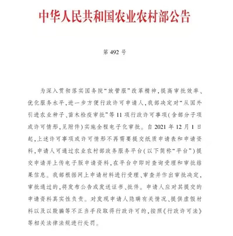 12月（yuè）1日起施行！農藥和肥料登記中（zhōng）的部分事項實施（shī）全程電子化審批(圖2)
